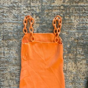 Alice + Olivia Tangerine Dress with Chain Straps